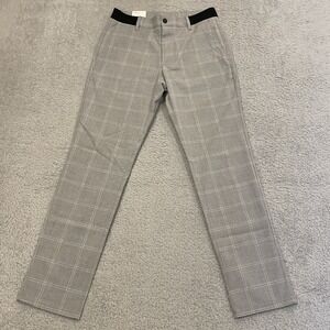 NWT Zara The Driver Pants Mens S 30x29 Windowpane Plaid Comfort Slim Elastic